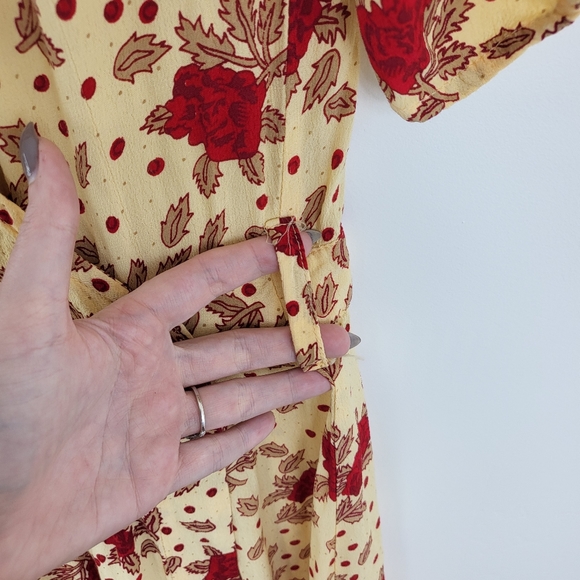 Faithfull the Brand Adela Rose Garden Yellow Red Floral Wrap Maxi Dress 8 - Picture 6 of 9